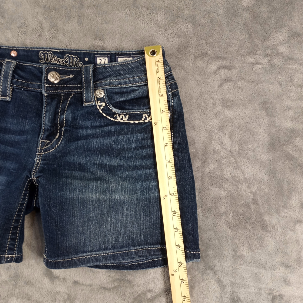 Miss Me Dark Blue Denim Women’s Shorts Size 27 - Picture 11 of 16